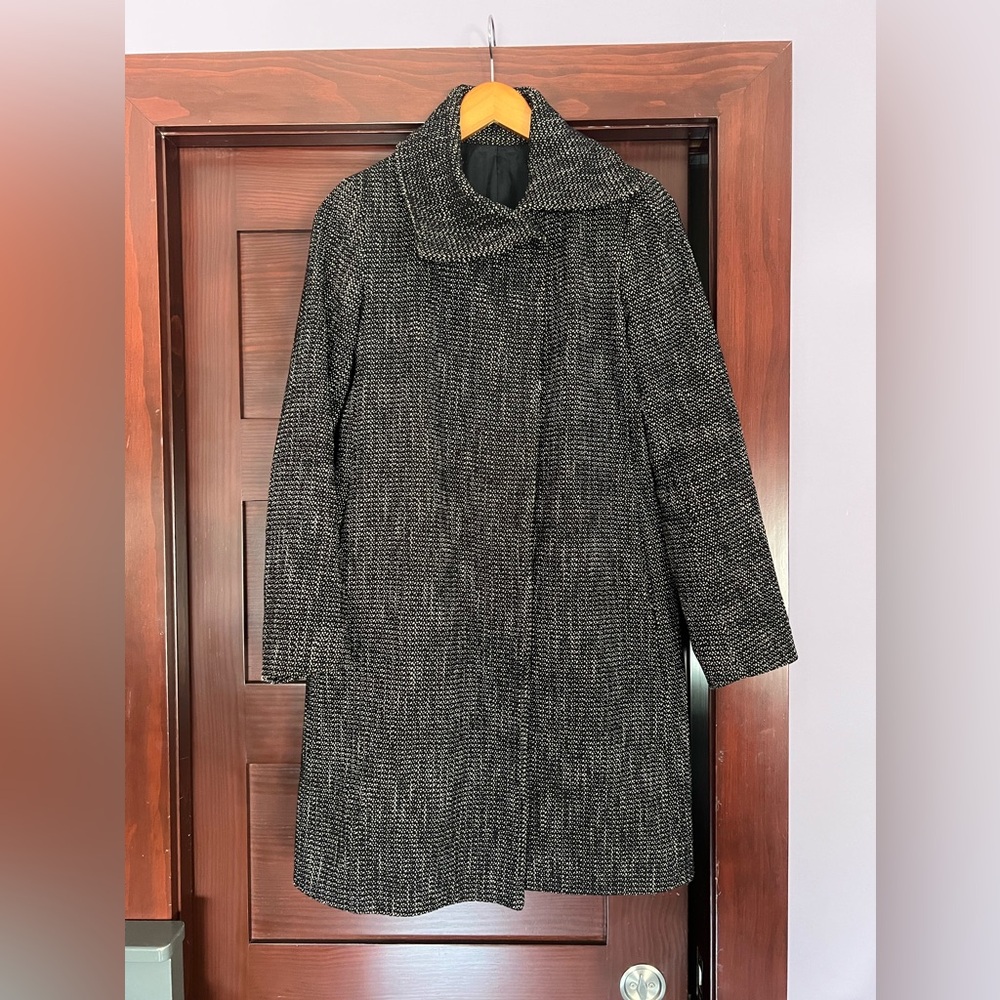 Theory Black White Cotton Blend Pea Coat - SIze XS